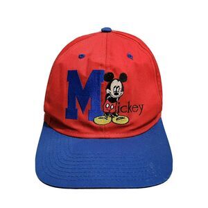 Disney Mickey Mouse Hat Snapback Red And Blue Embroidered VTG